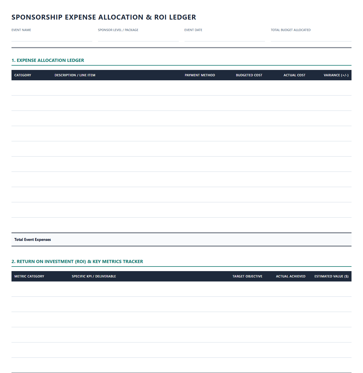 Sponsorship Expense Allocation and ROI Ledger