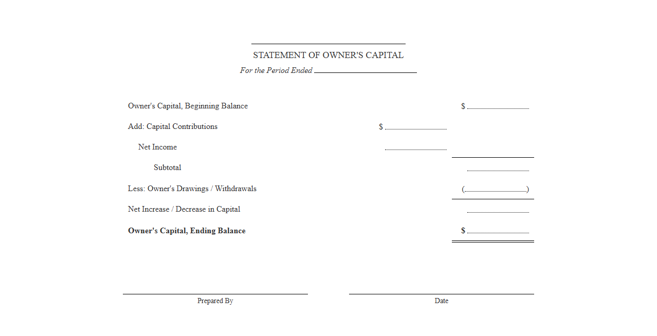 Statement of Owner Capital Contributions