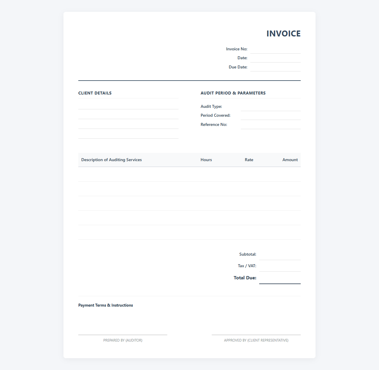 Tax and Compliance Audit Invoice