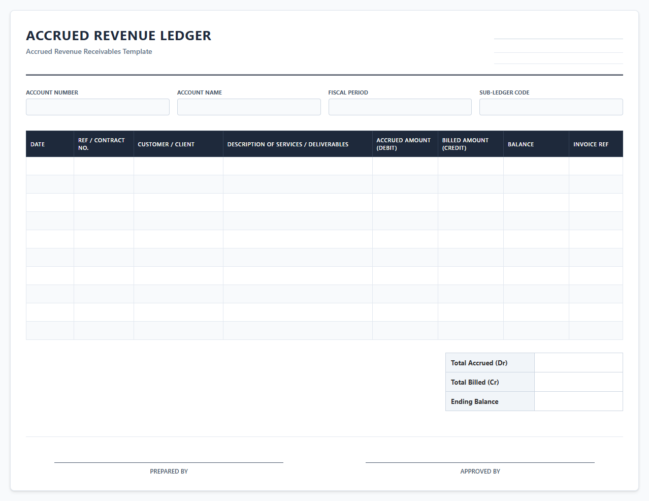 Accrued Revenue Ledger Template