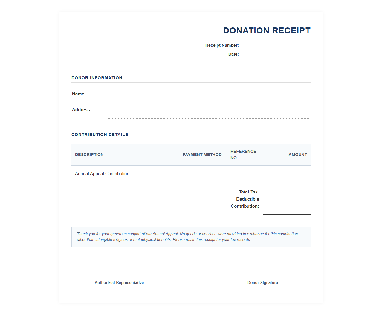 Annual Appeal Donation Receipt Template