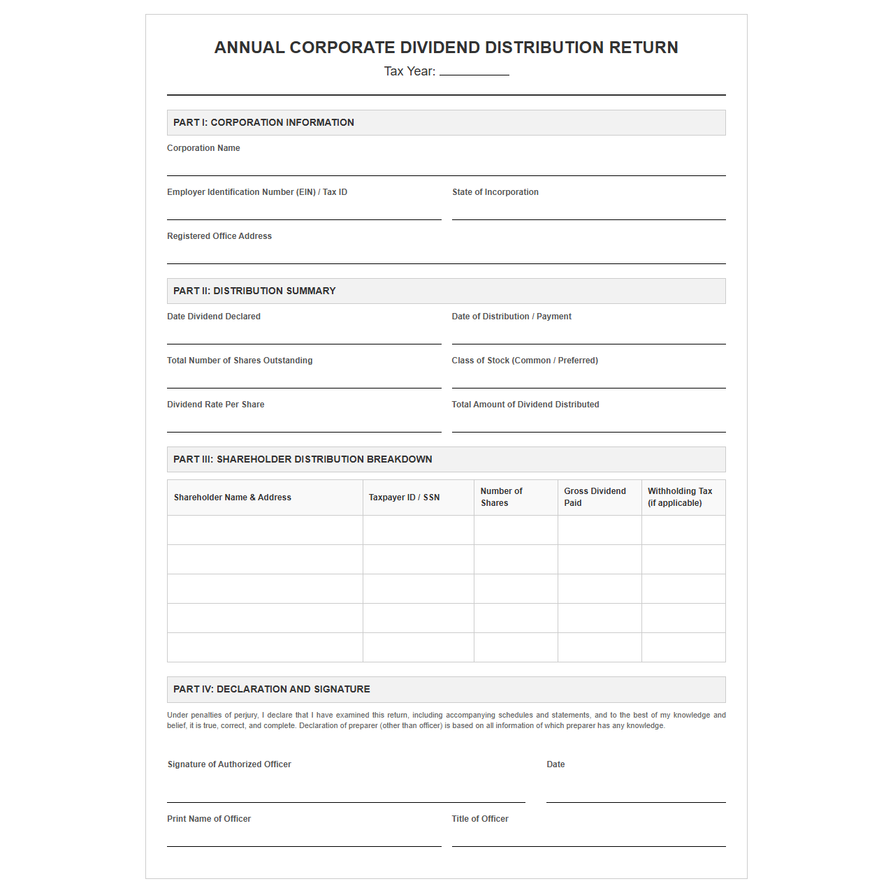 Annual Corporate Dividend Distribution Return