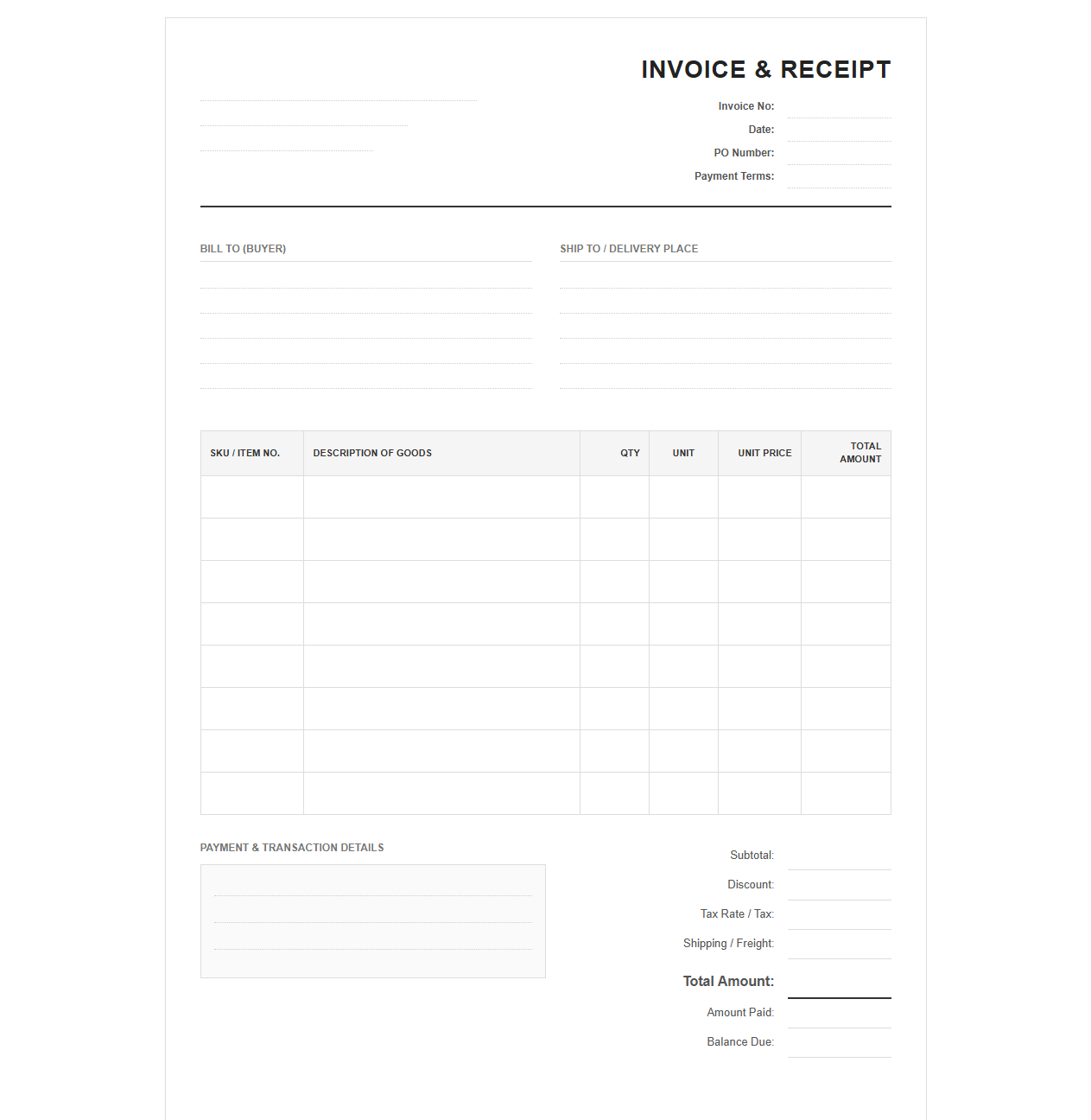 B2B Bulk Sales Invoice and Receipt
