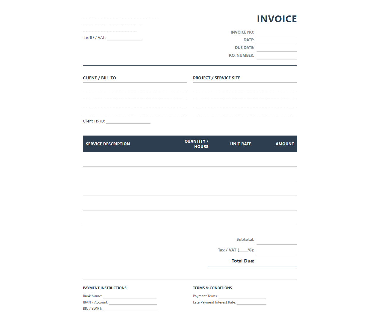 B2B Commercial Services Invoice Format