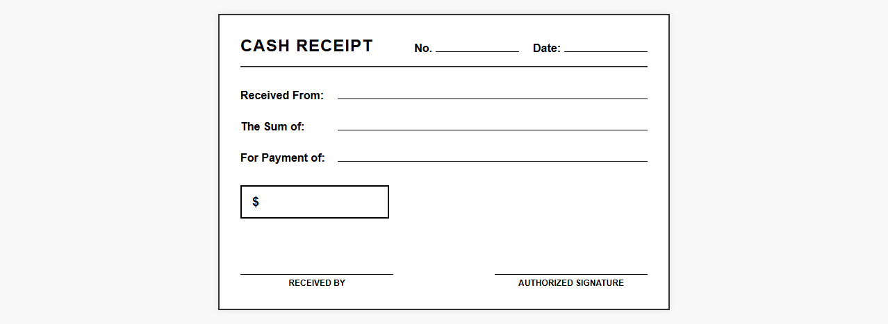 Blank Cash Payment Receipt