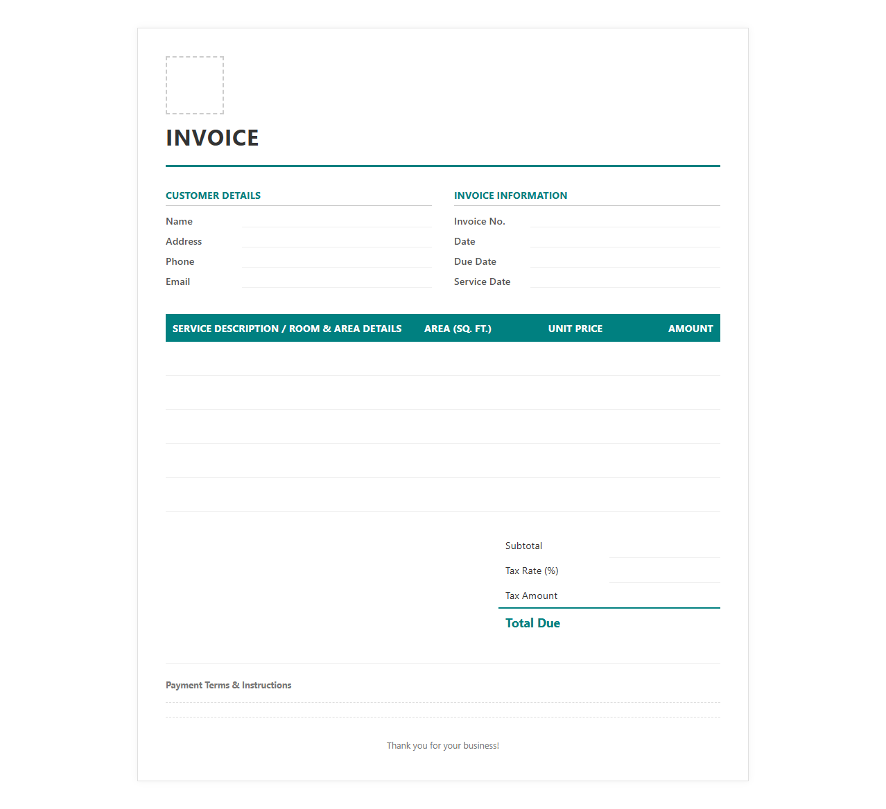 Carpet Cleaning Service Invoice Template