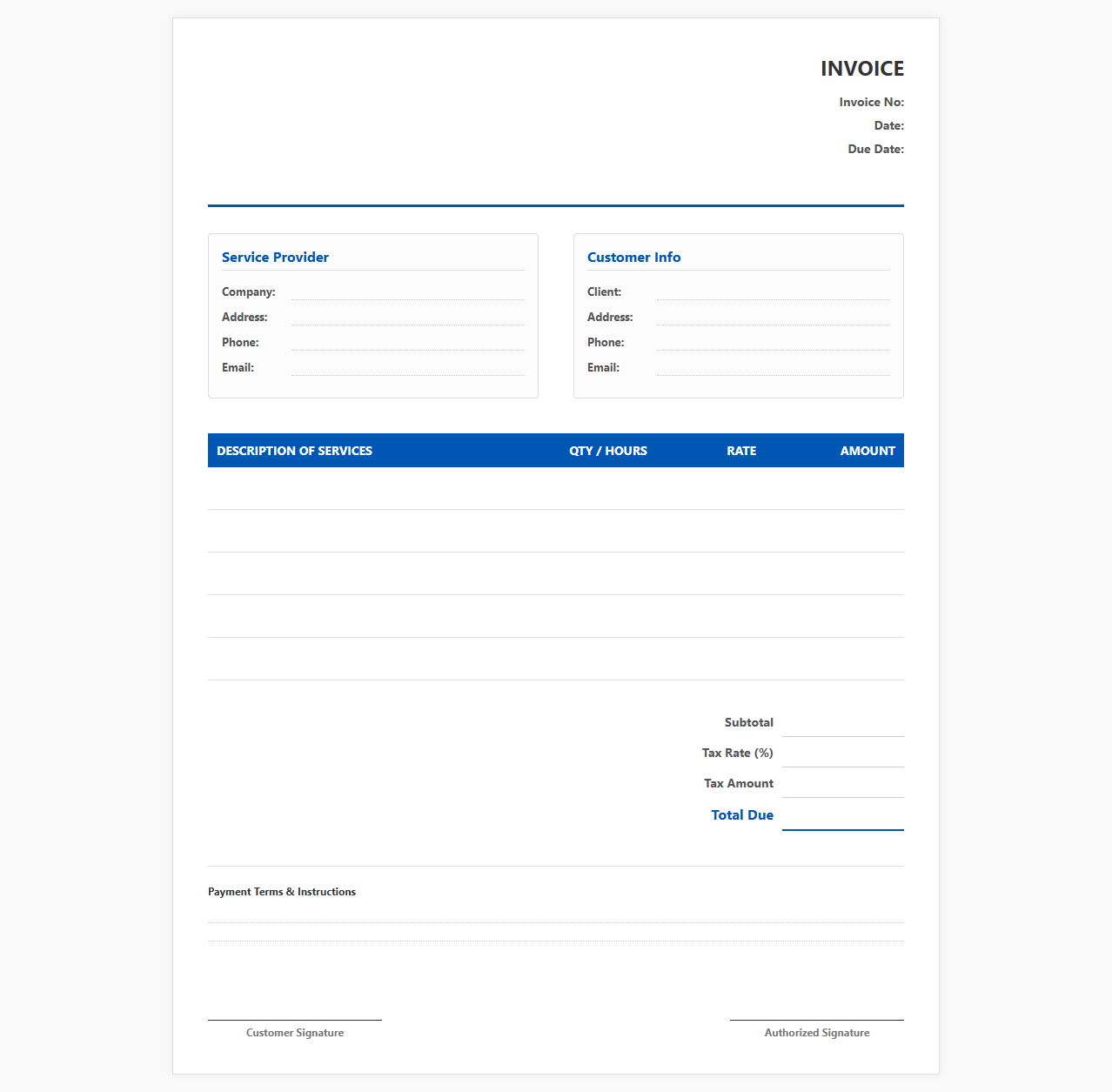 Commercial Cleaning Services Invoice Template