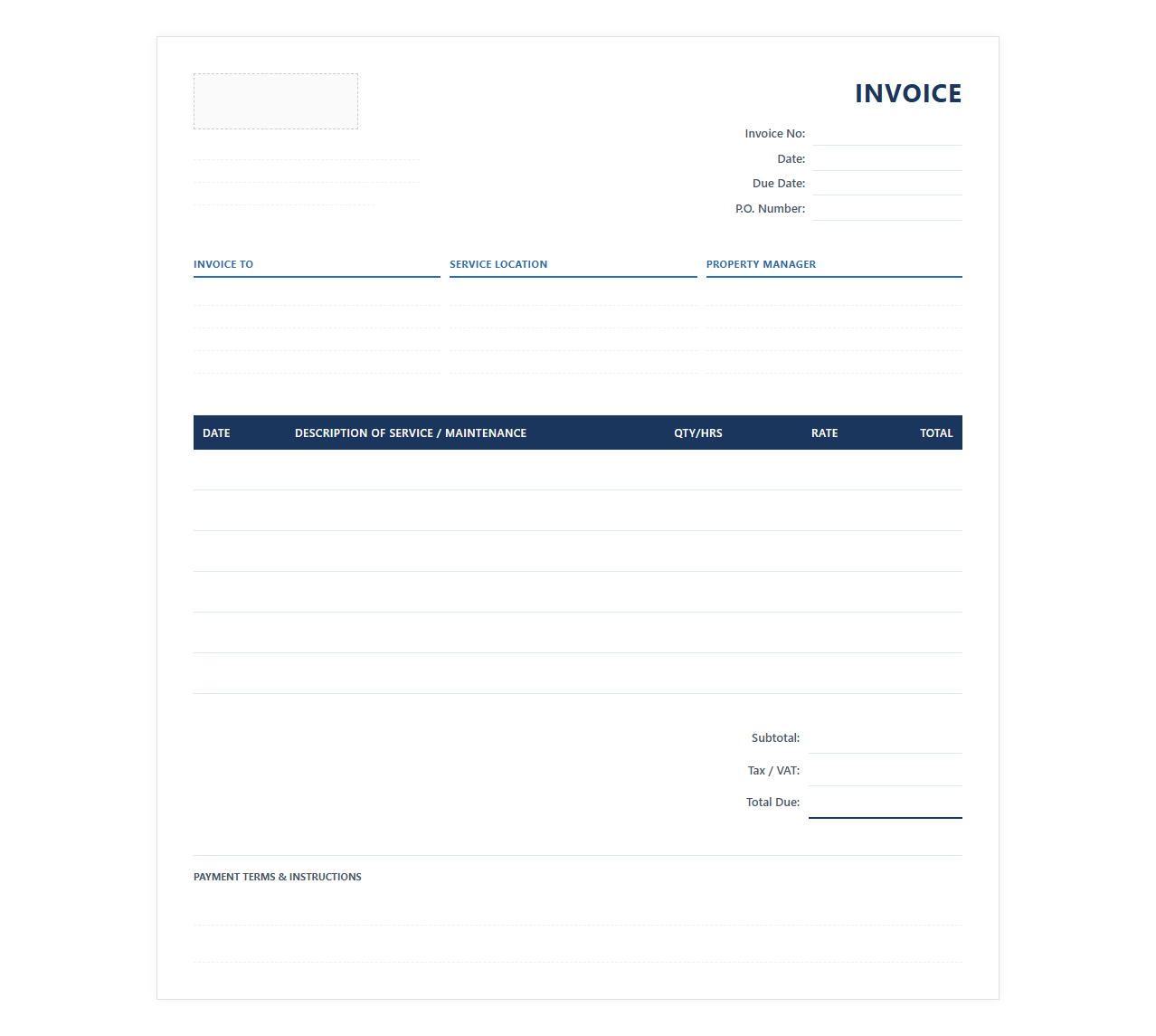 Commercial Property Maintenance Invoice Template