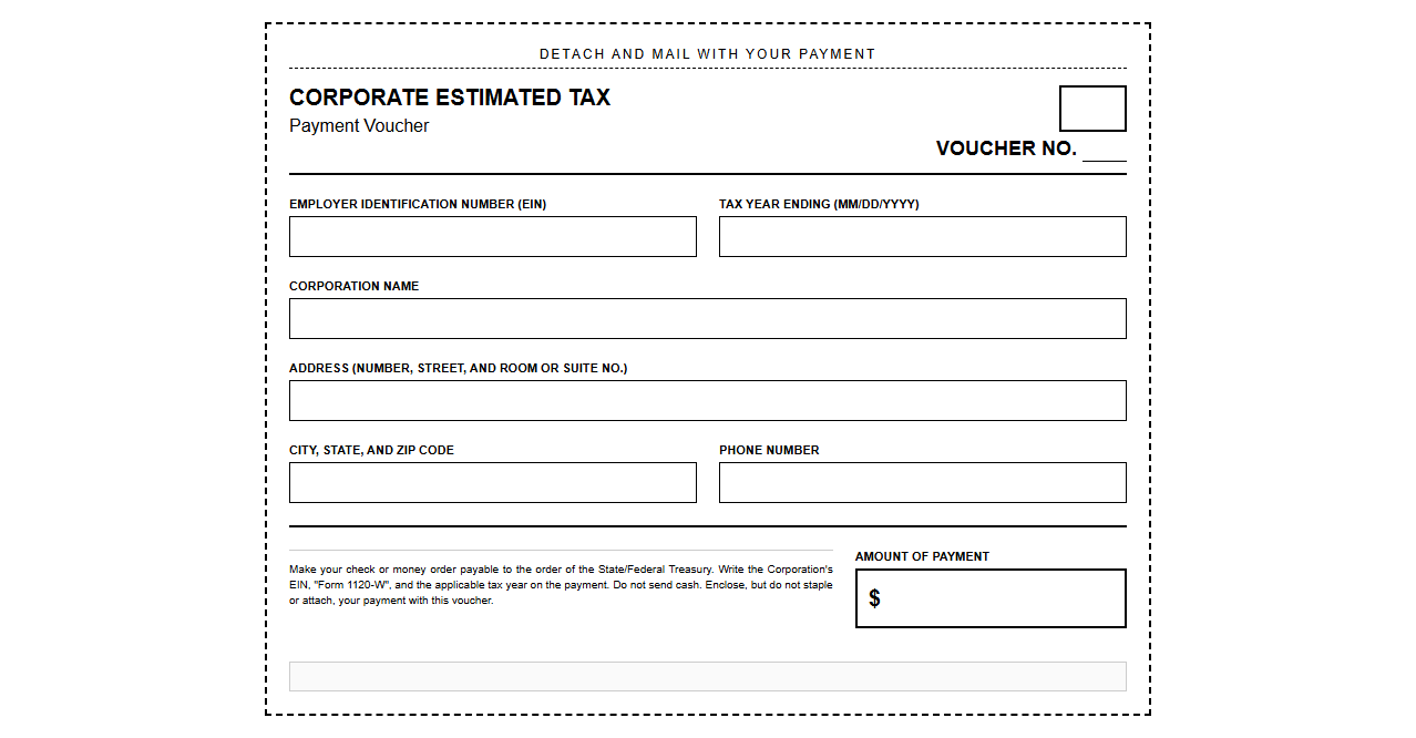 Corporate Estimated Tax Payment Voucher Template