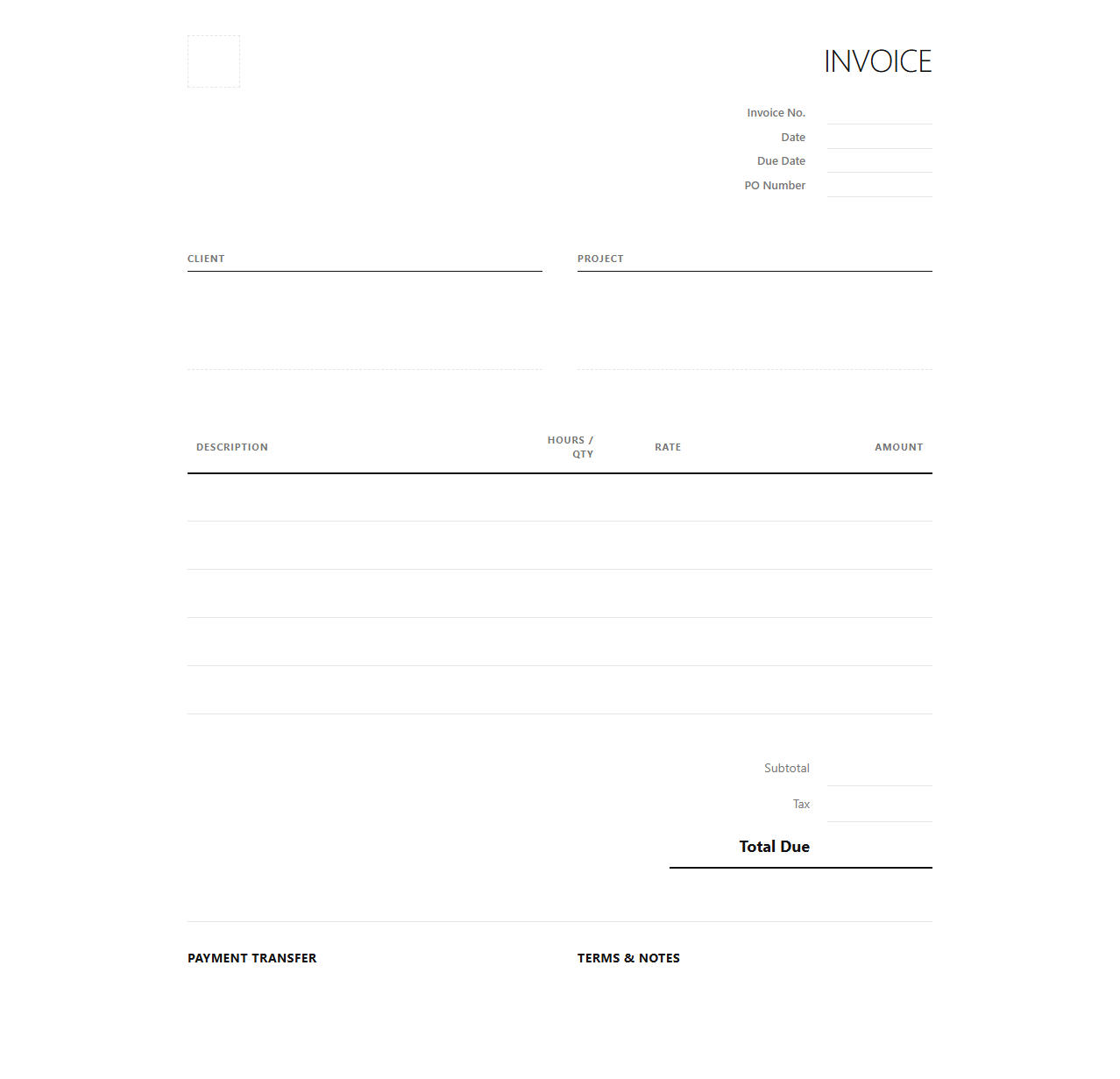 Creative Agency Professional Services Invoice Template