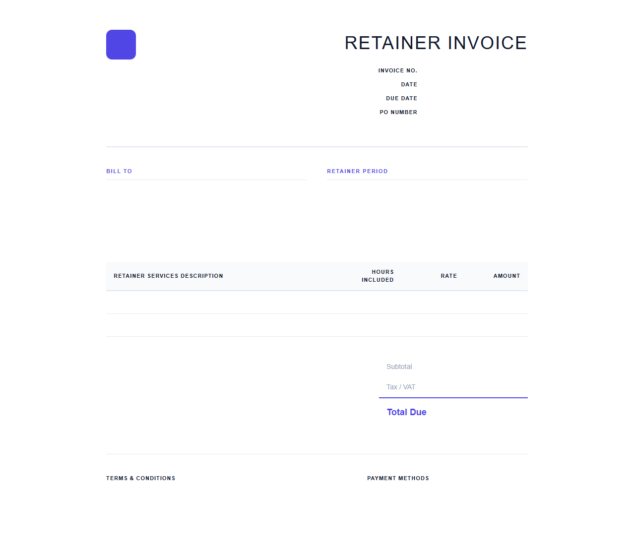 Creative Agency Retainer Invoice Template