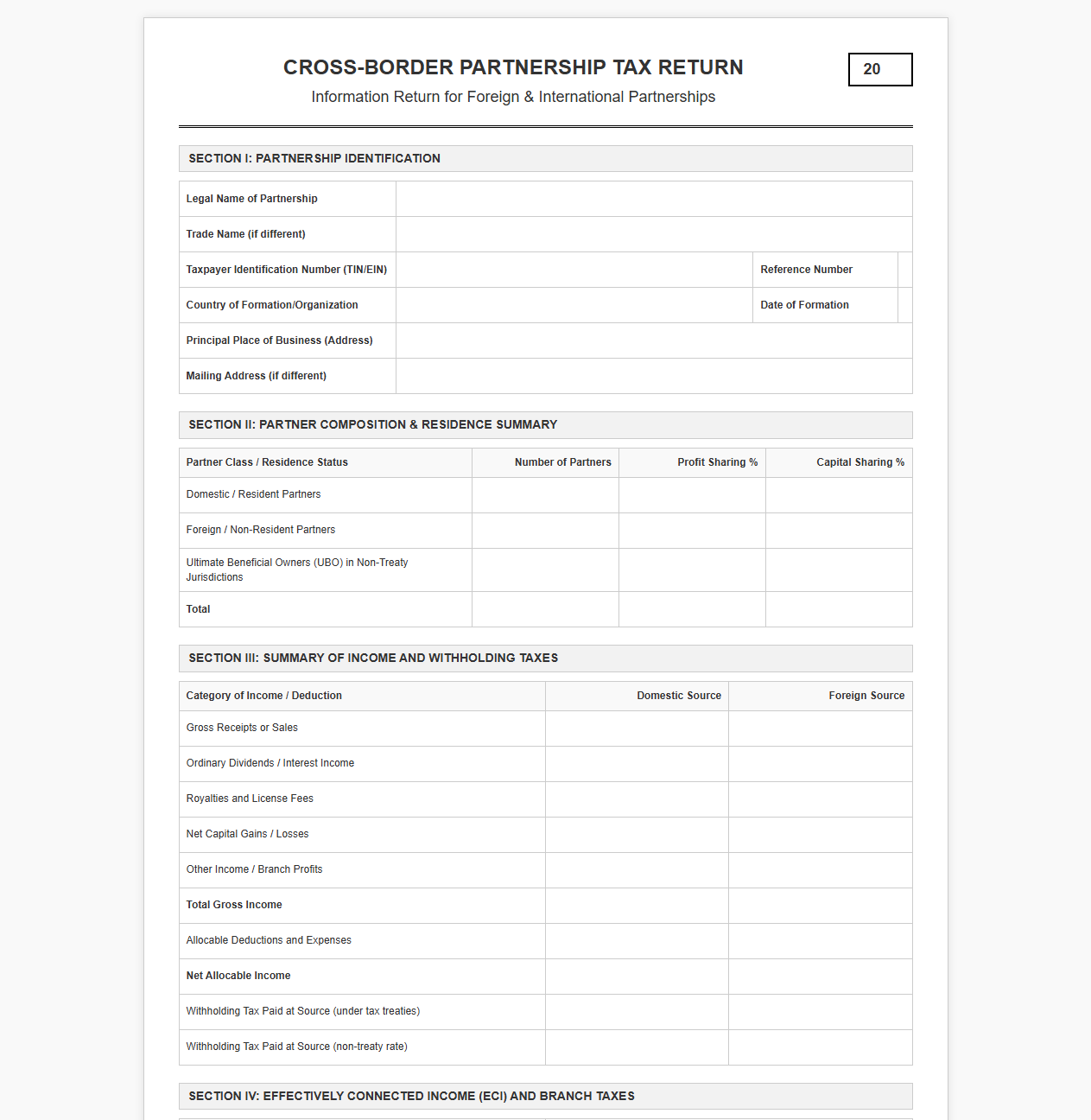 Cross-Border Partnership Tax Return Template