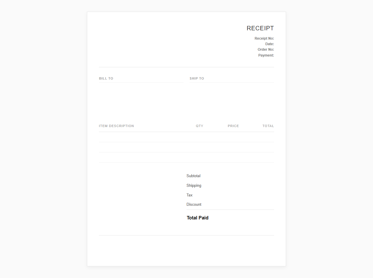 Direct-to-Consumer Brand Sales Receipt Template