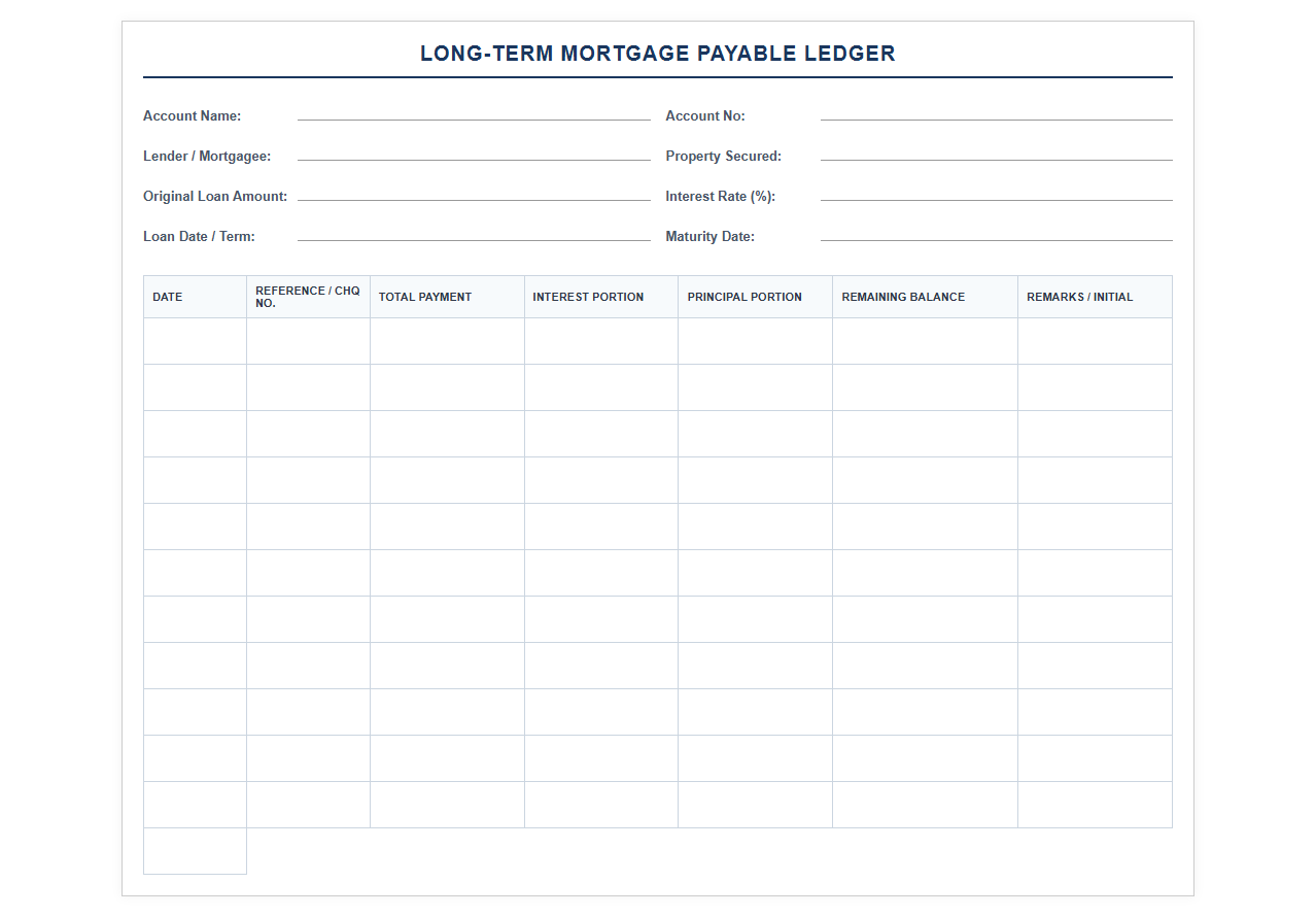 Long-Term Mortgage Payable Ledger