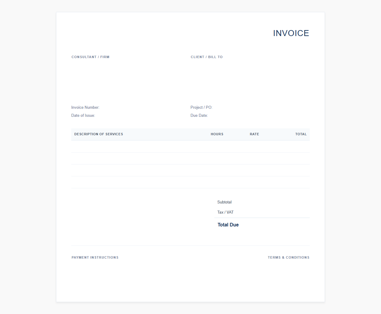 Management Consulting Services Invoice Template