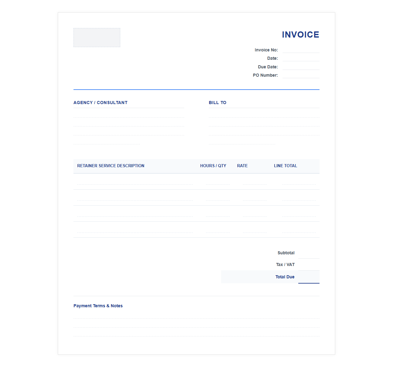 Marketing Retainer Services Invoice Template