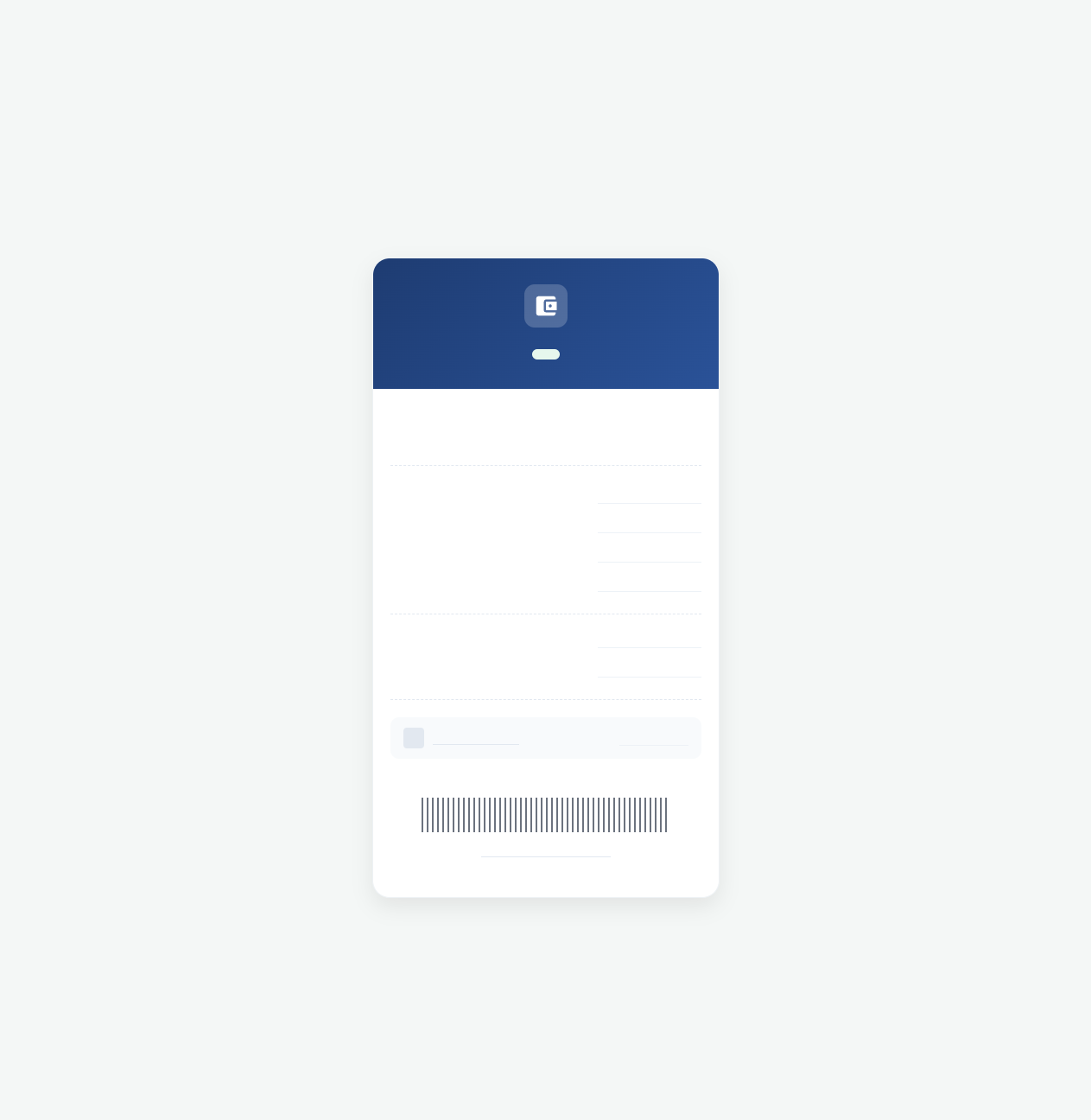 Mobile Wallet Transaction Receipt Template