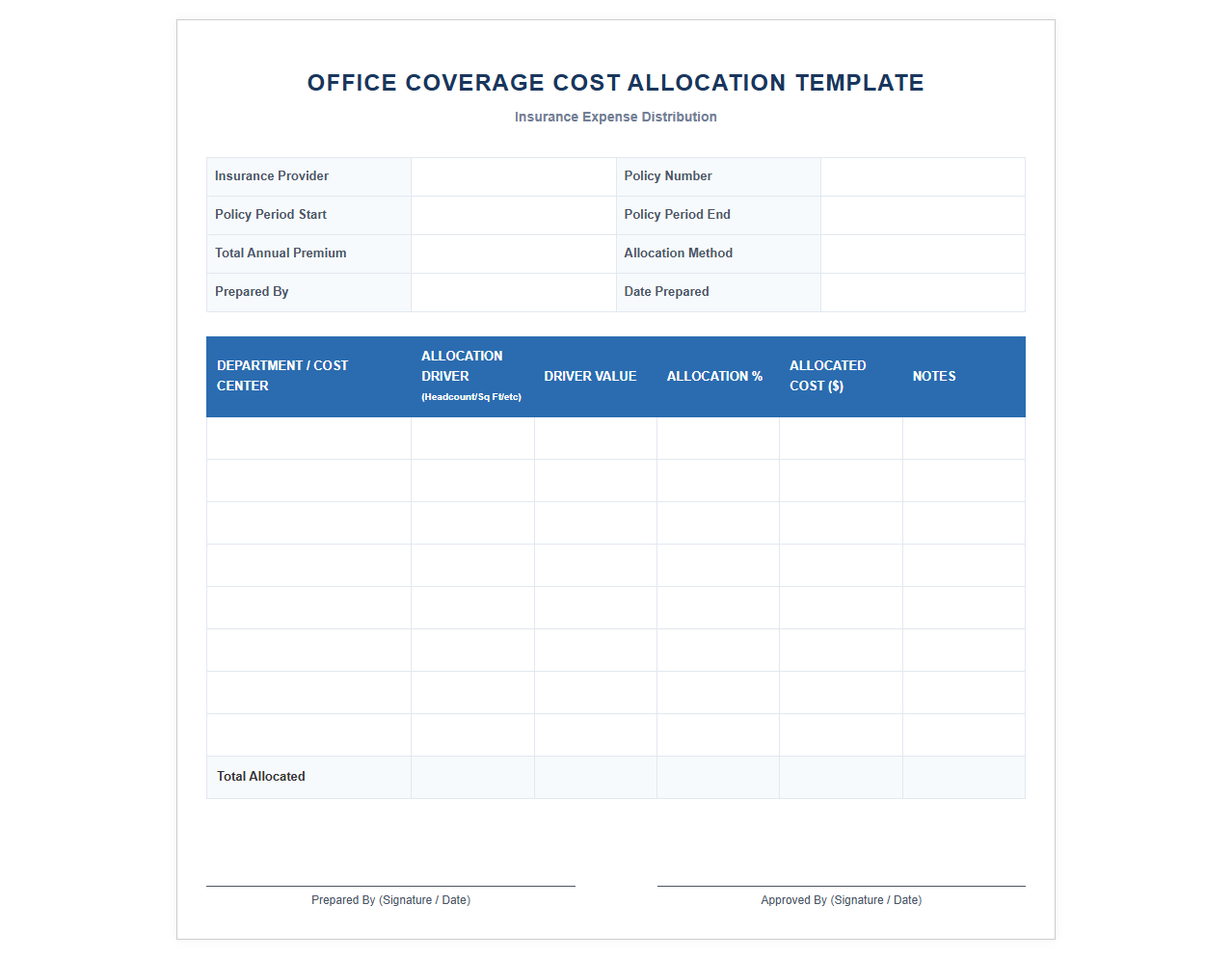 Office Coverage Cost Allocation Template