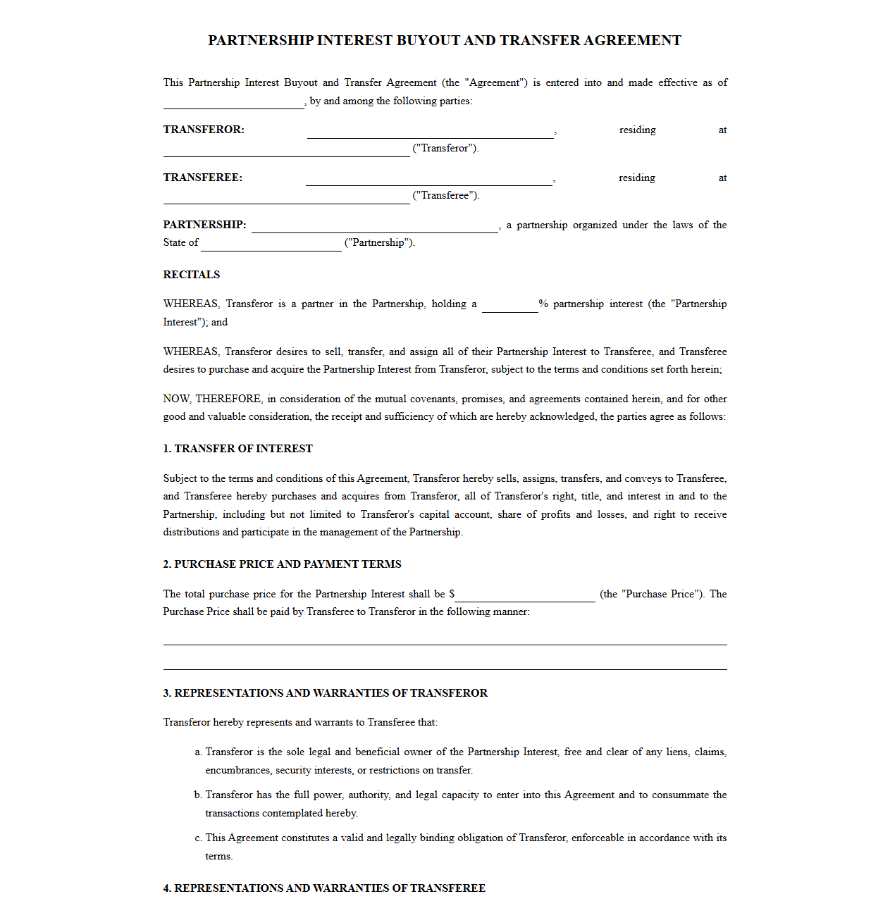 Partnership Interest Buyout and Transfer Agreement