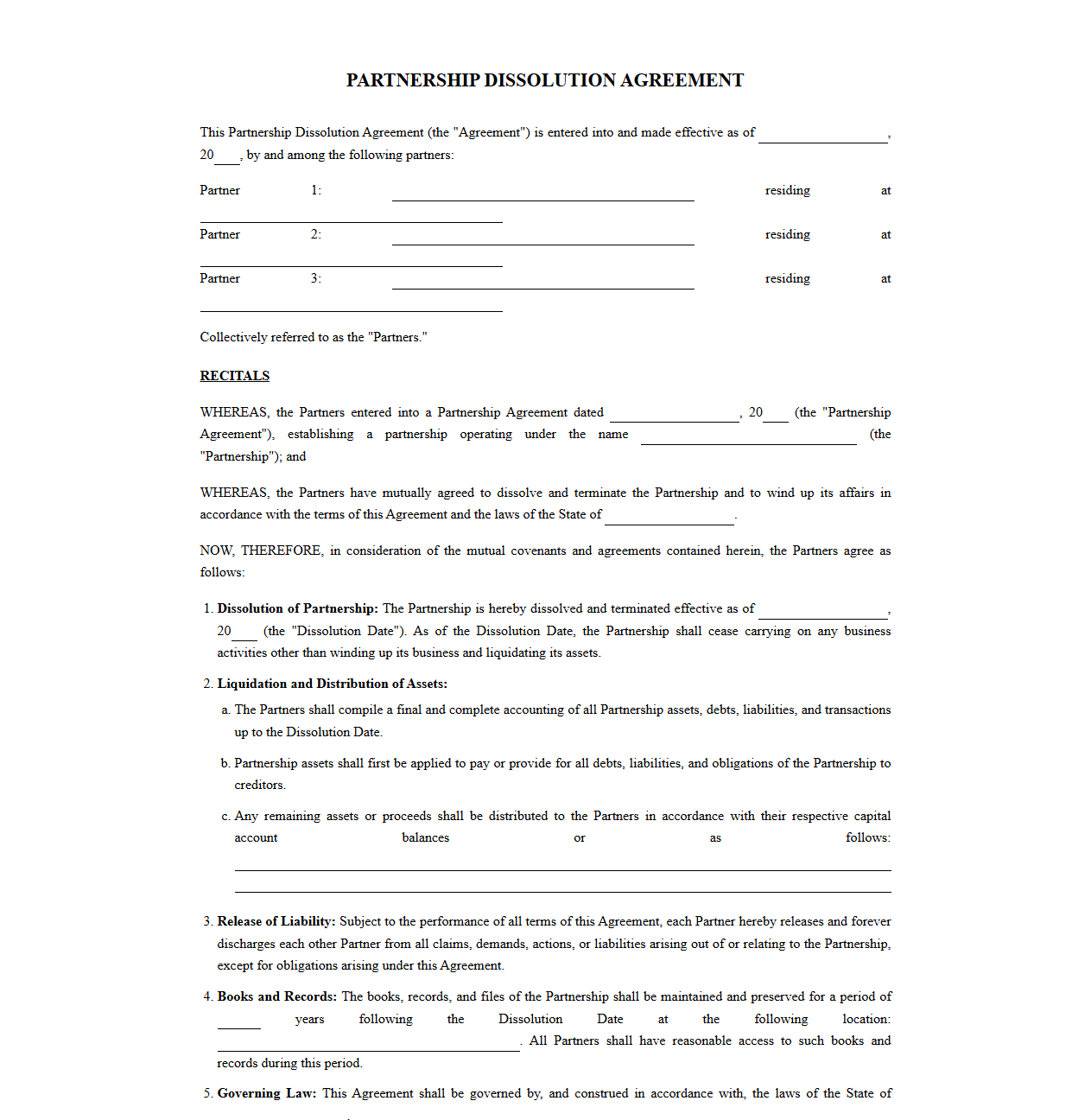 Partnership Termination Agreement Document