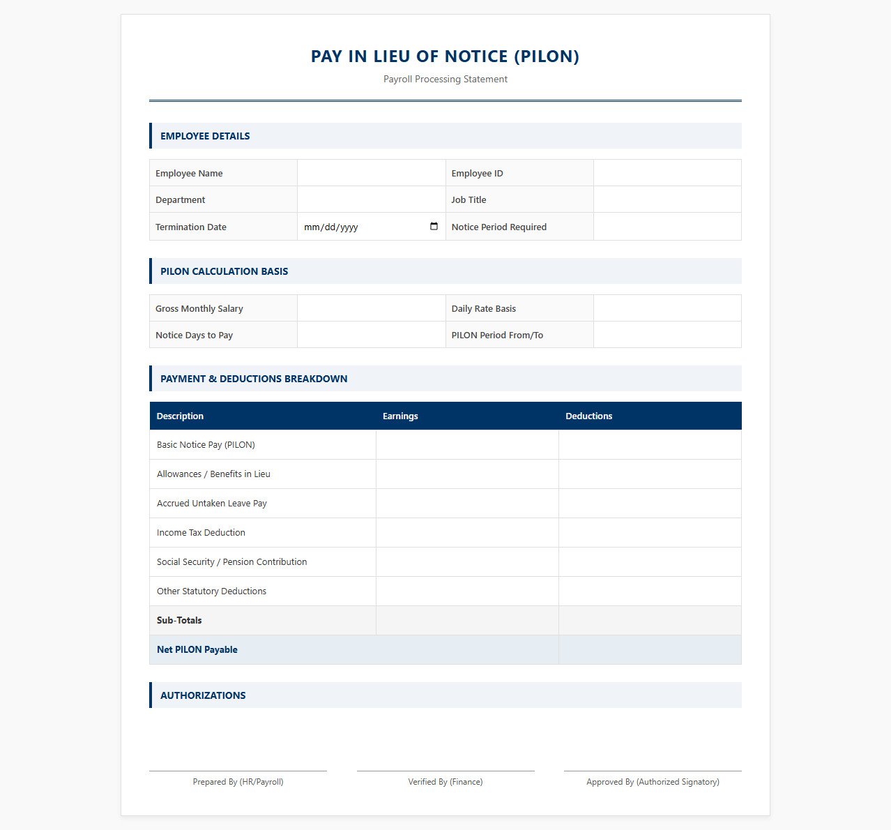 PILON Payroll Processing Template