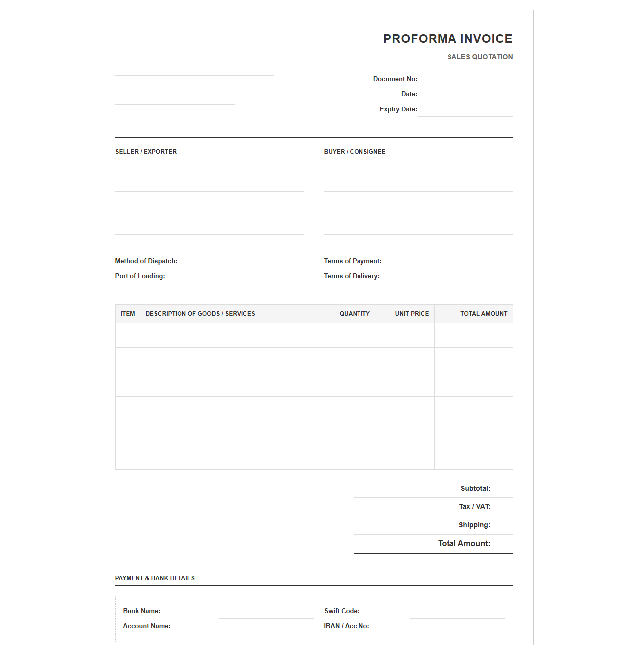 Preliminary Sales Invoice and Quotation Format