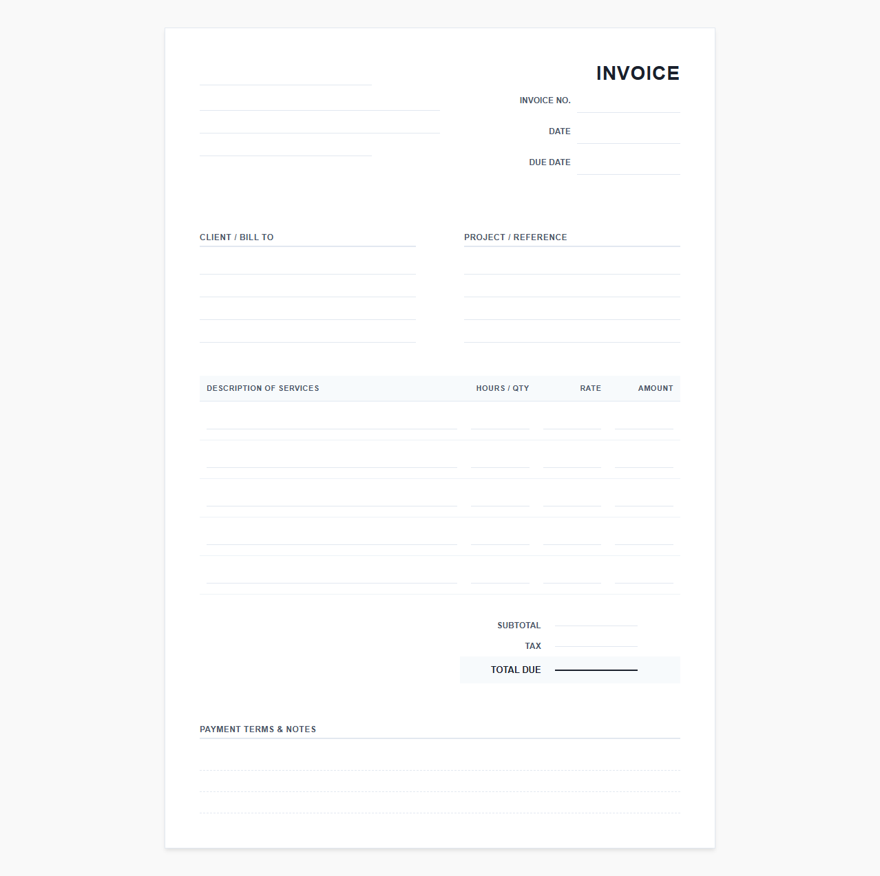 Professional Services Billing Invoice Template
