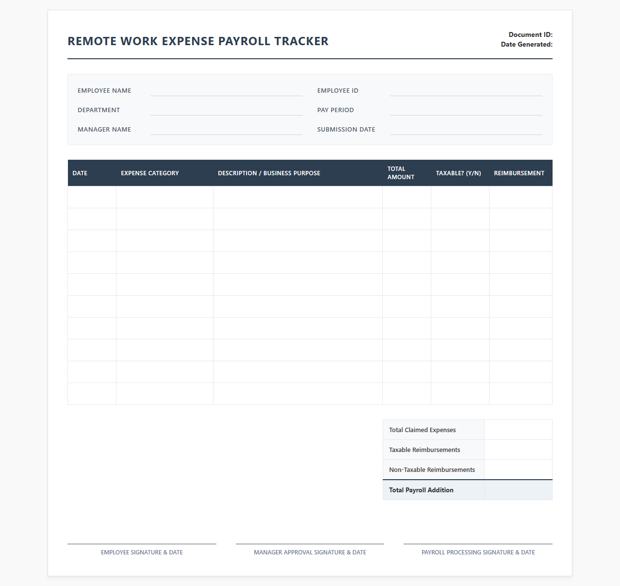 Remote Work Expense Payroll Tracker