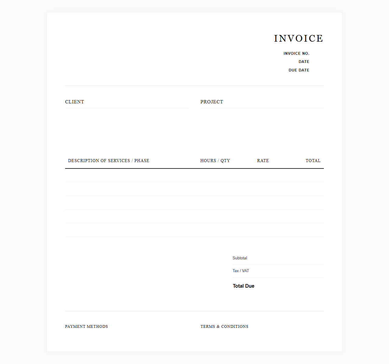 Residential Interior Design Services Invoice Template