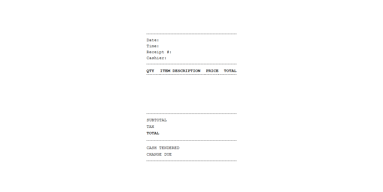 Simple Cash Register Product Sales Receipt