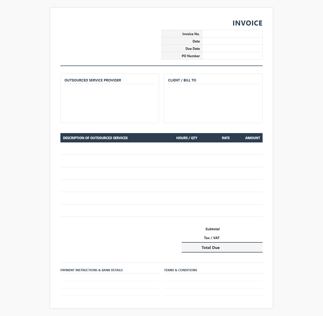 Third Party Vendor Service Invoice Form