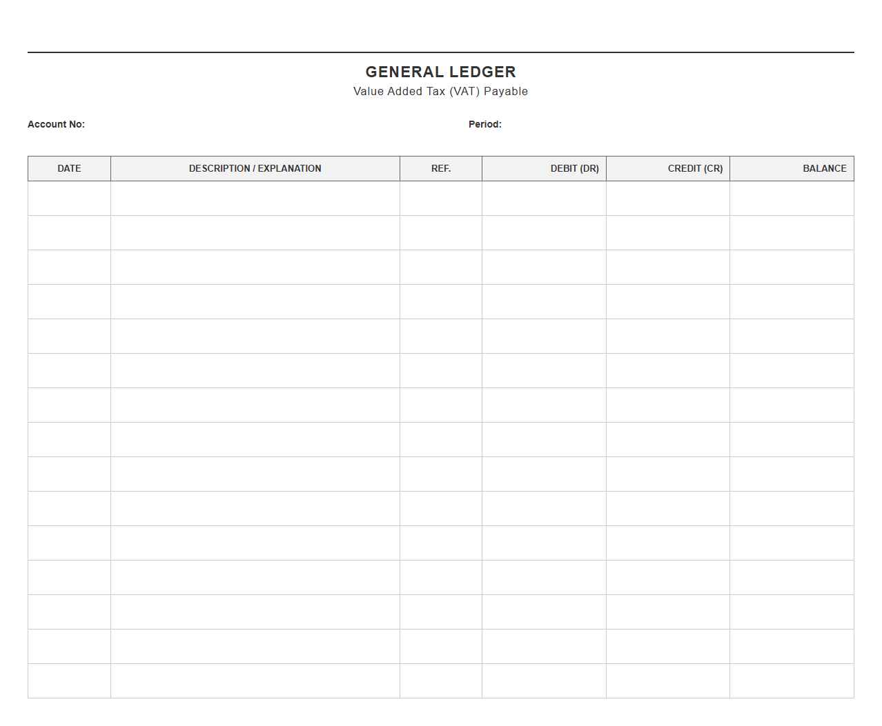 Value Added Tax Payable Accounting Ledger