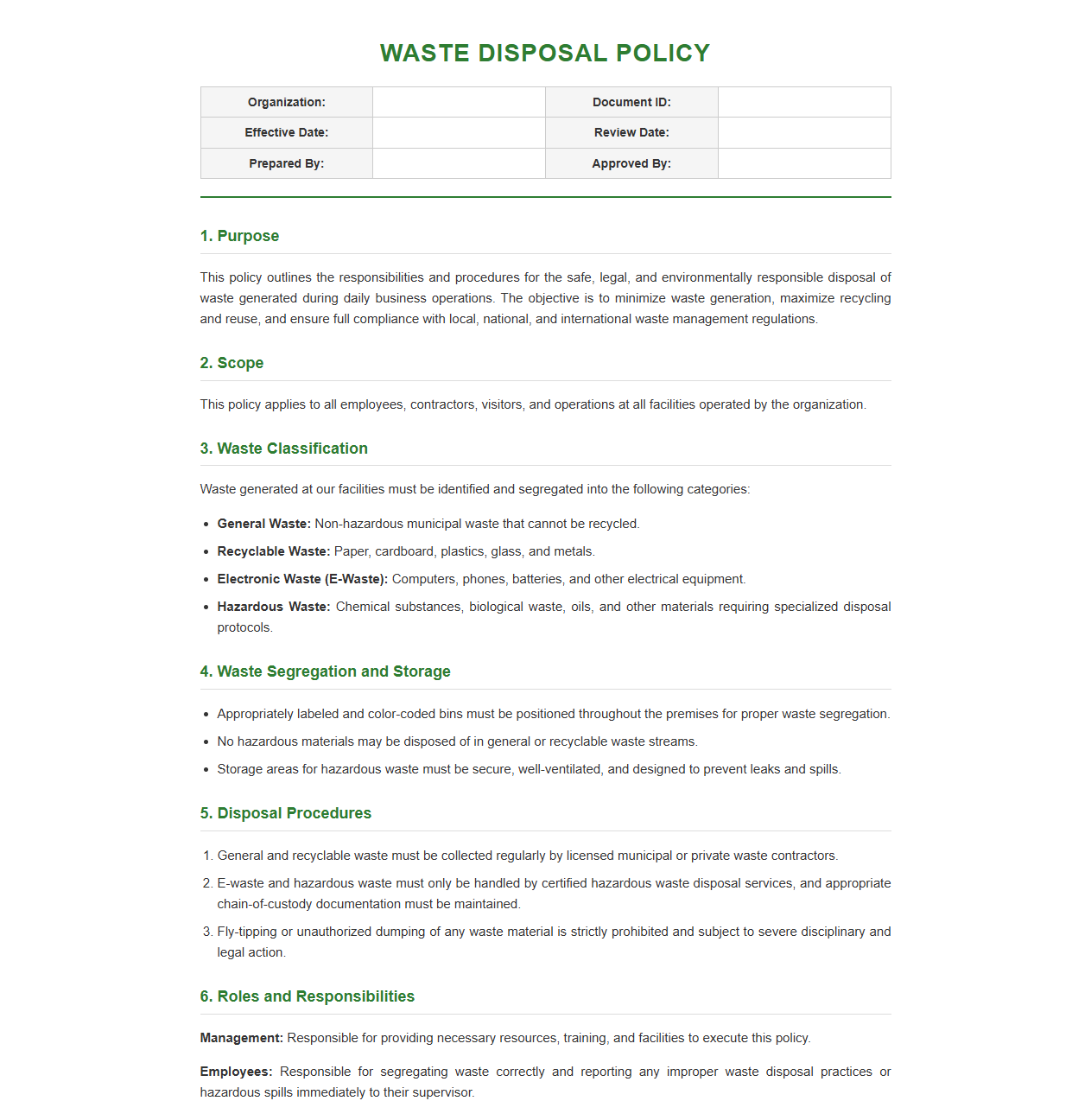 Waste Disposal Policy