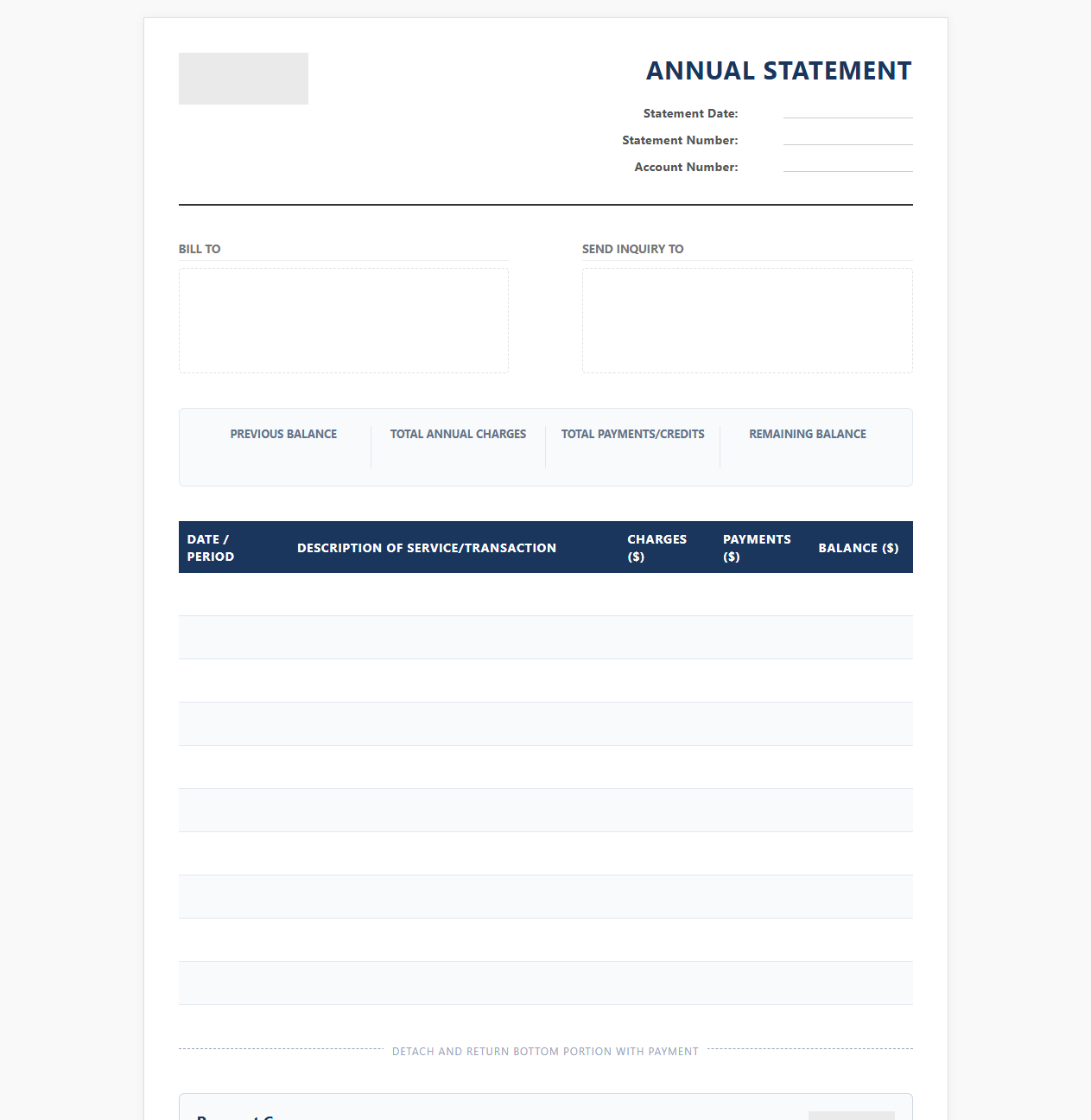 Yearly Billing Statement Layout