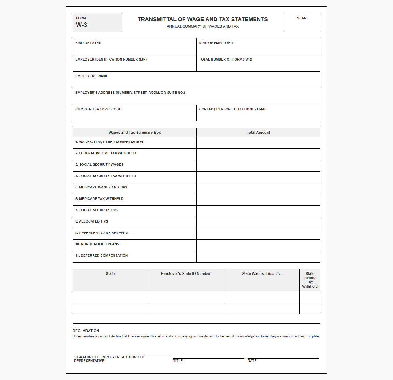 Annual Wage and Tax Report Return Template