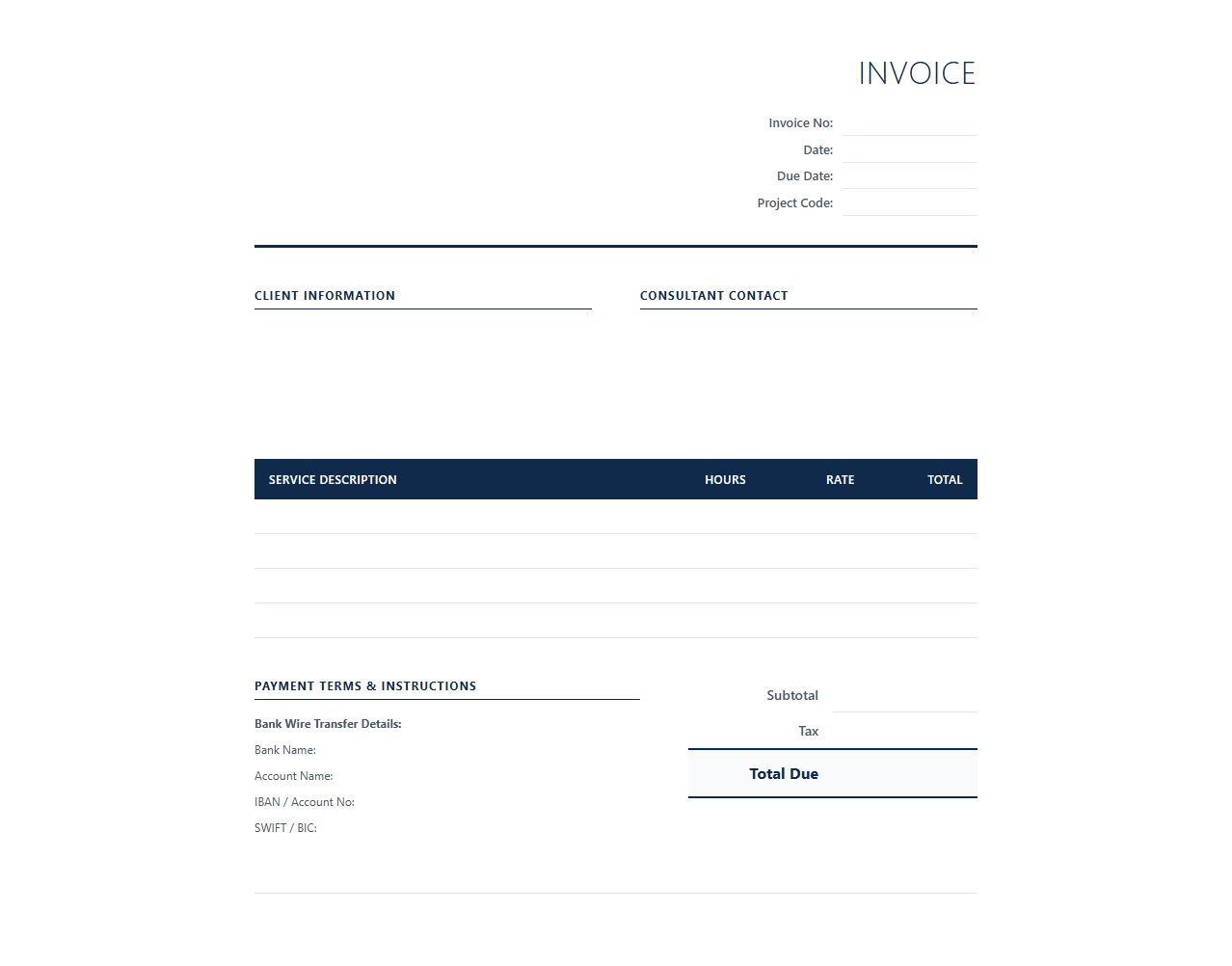Corporate Strategy Consulting Invoice Template