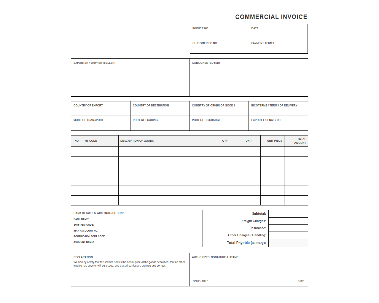 Corporate Trade Billing Invoice Template