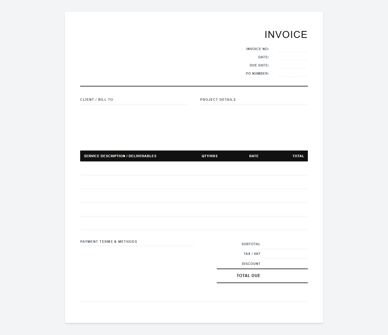 Creative Agency and Video Production Invoice