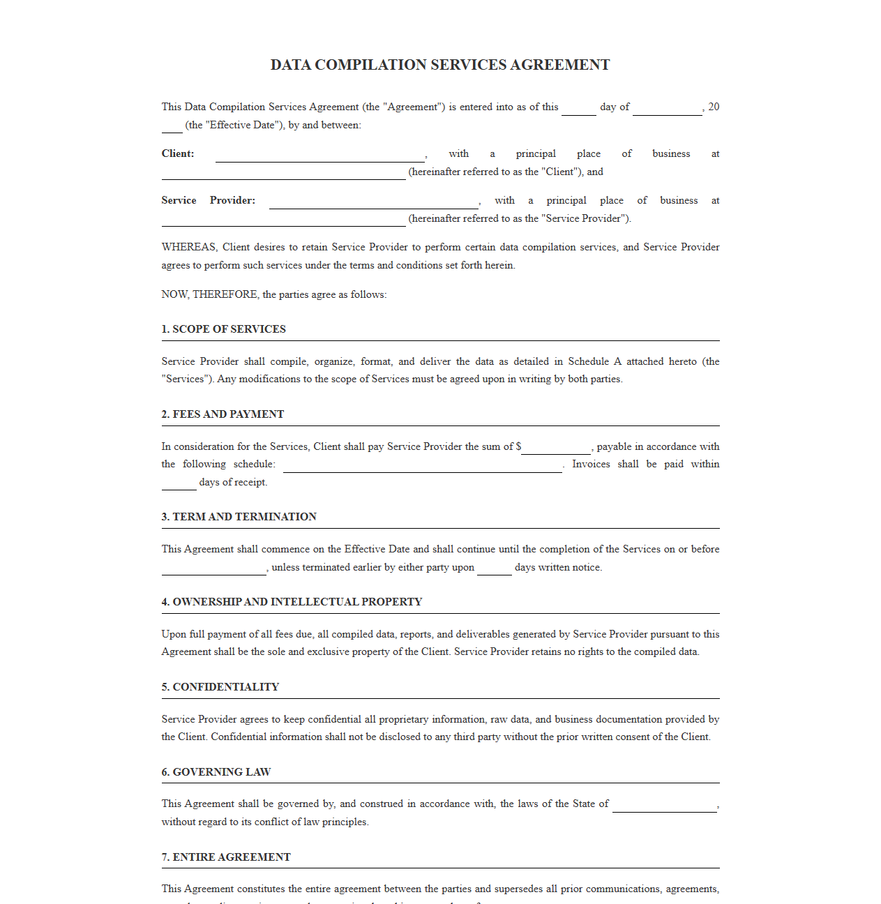 Data Compilation Services Agreement Template