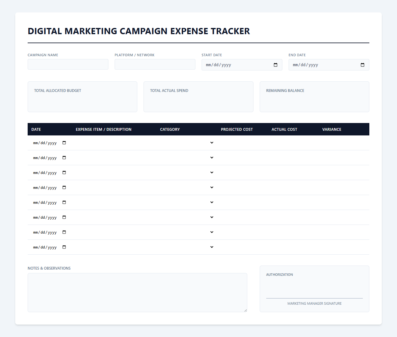 Digital Marketing Campaign Expense Tracker
