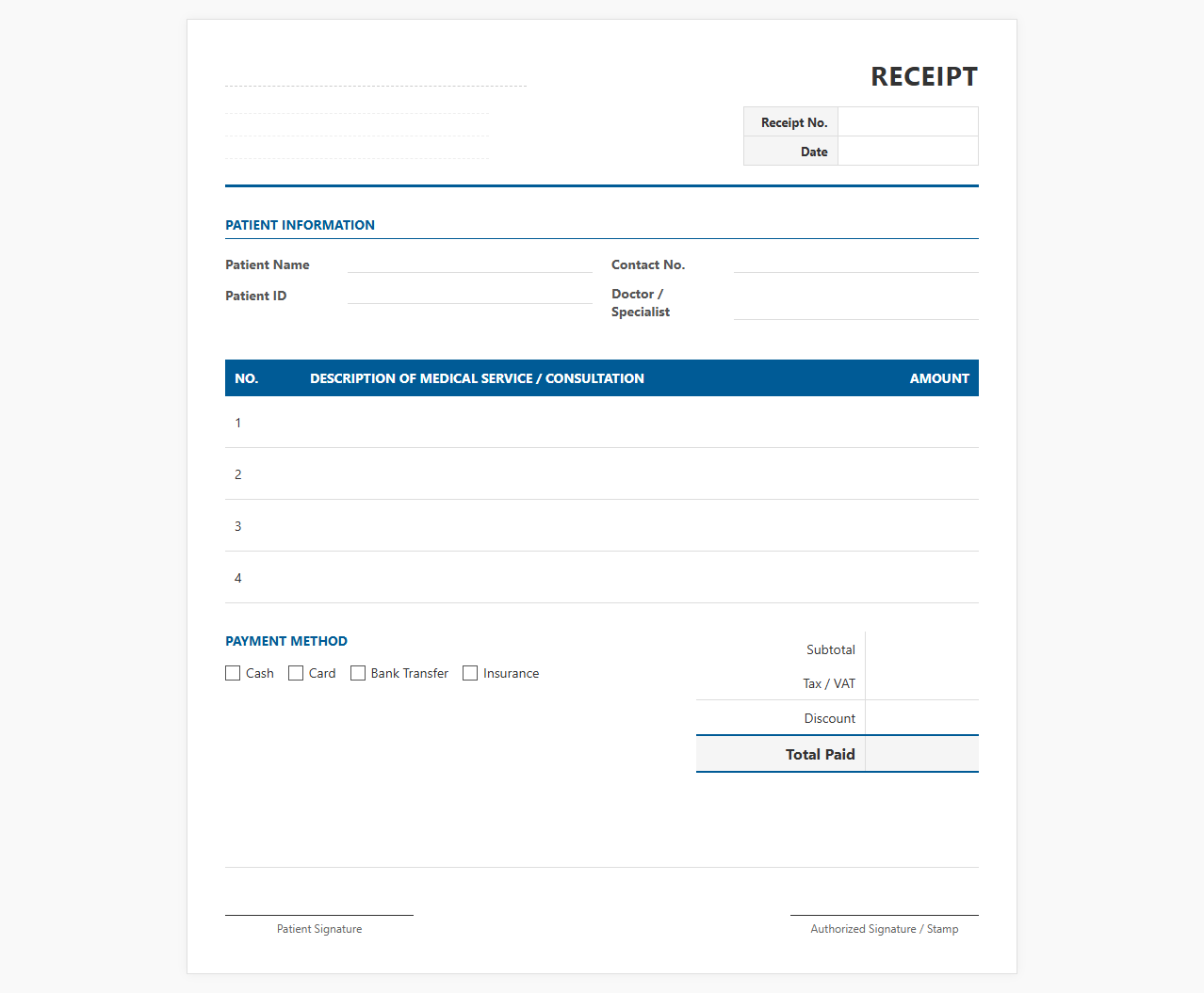 Doctor Consultation Invoice and Payment Receipt