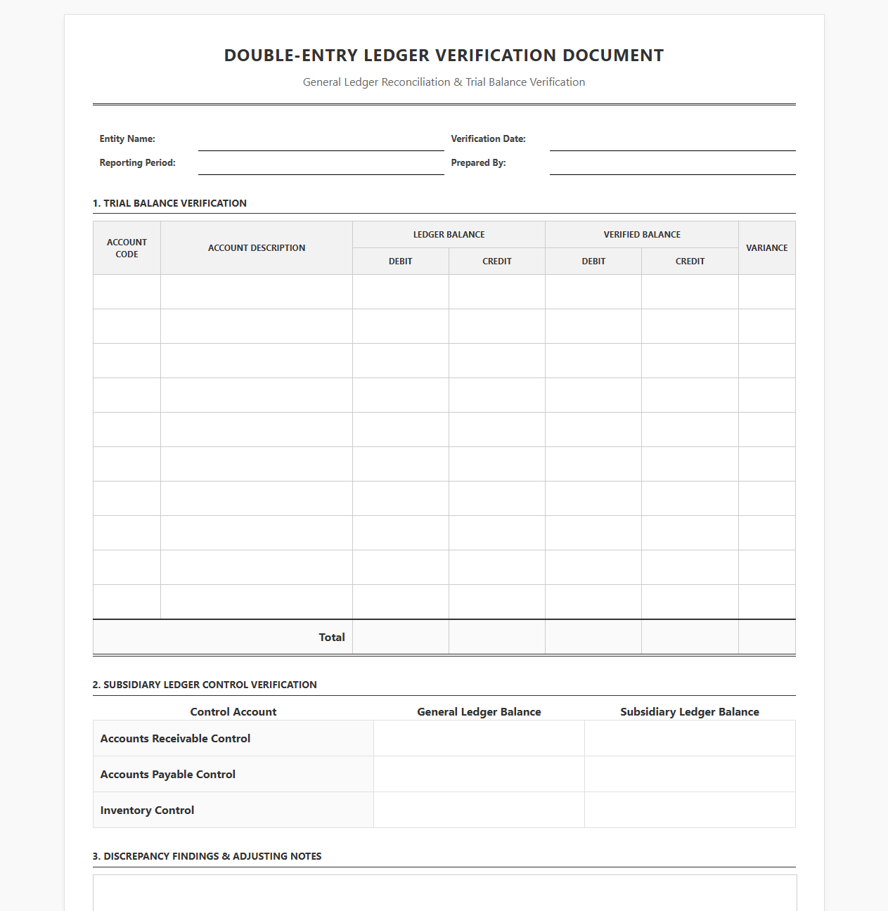 Double-Entry Ledger Verification Document
