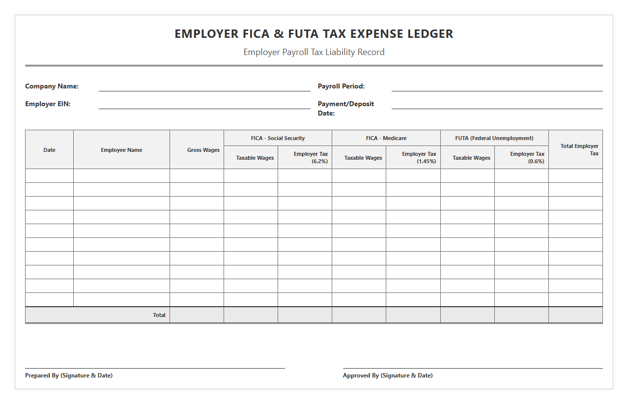 Employer FICA and FUTA Tax Expense Ledger