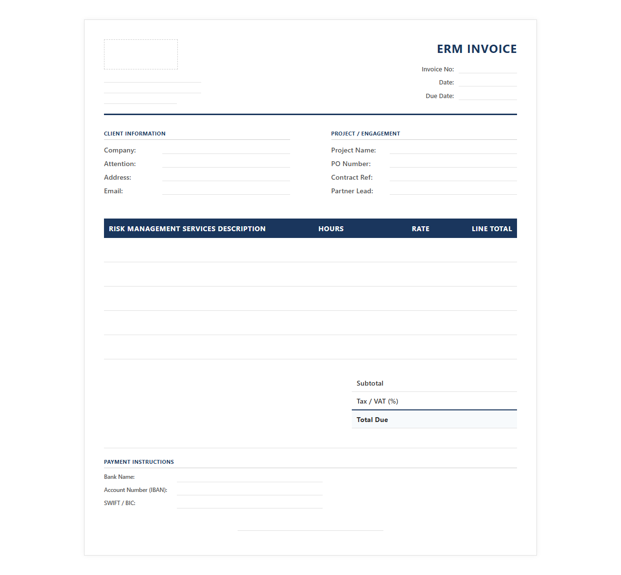 Enterprise Risk Management Invoice Template