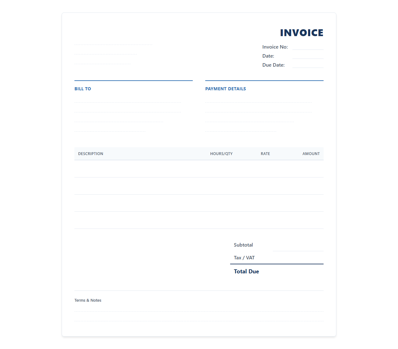 Freelancer Billing and Invoice Template