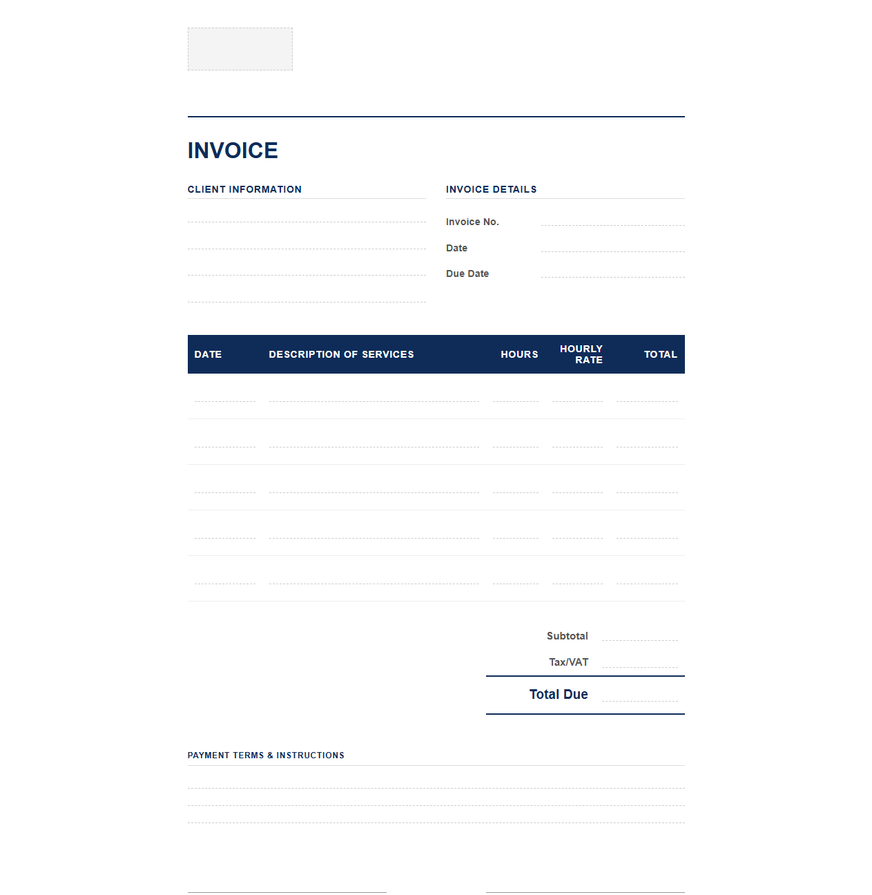 Hourly Rate Financial Advisor Invoice Template