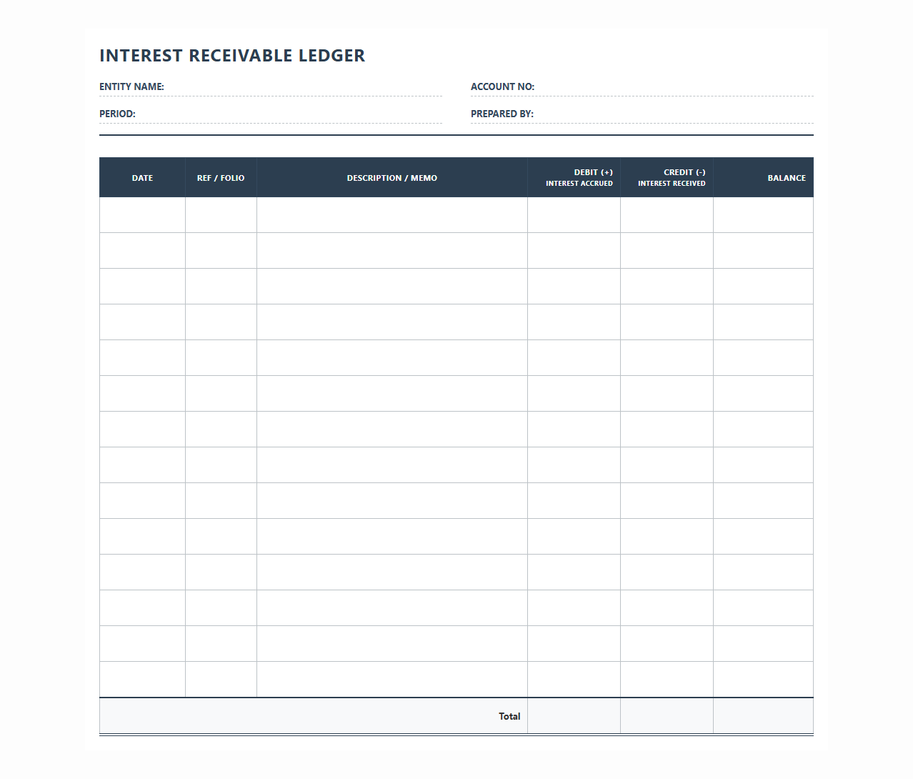 Interest Receivable Ledger Template