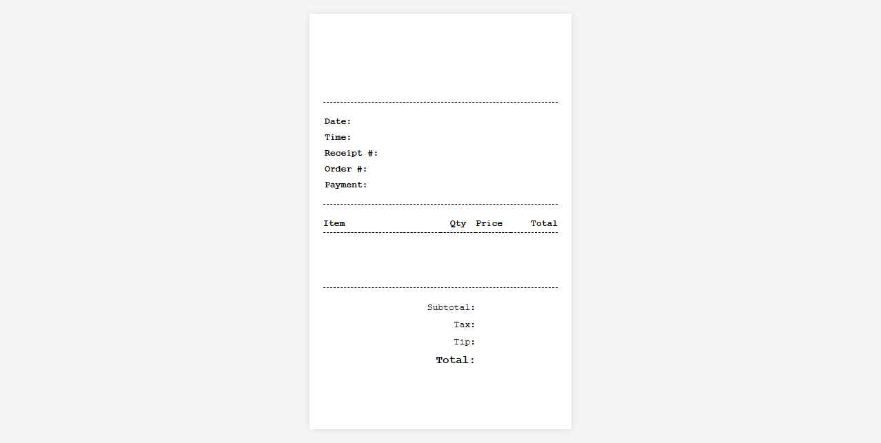 Mobile Food Truck Sales Receipt
