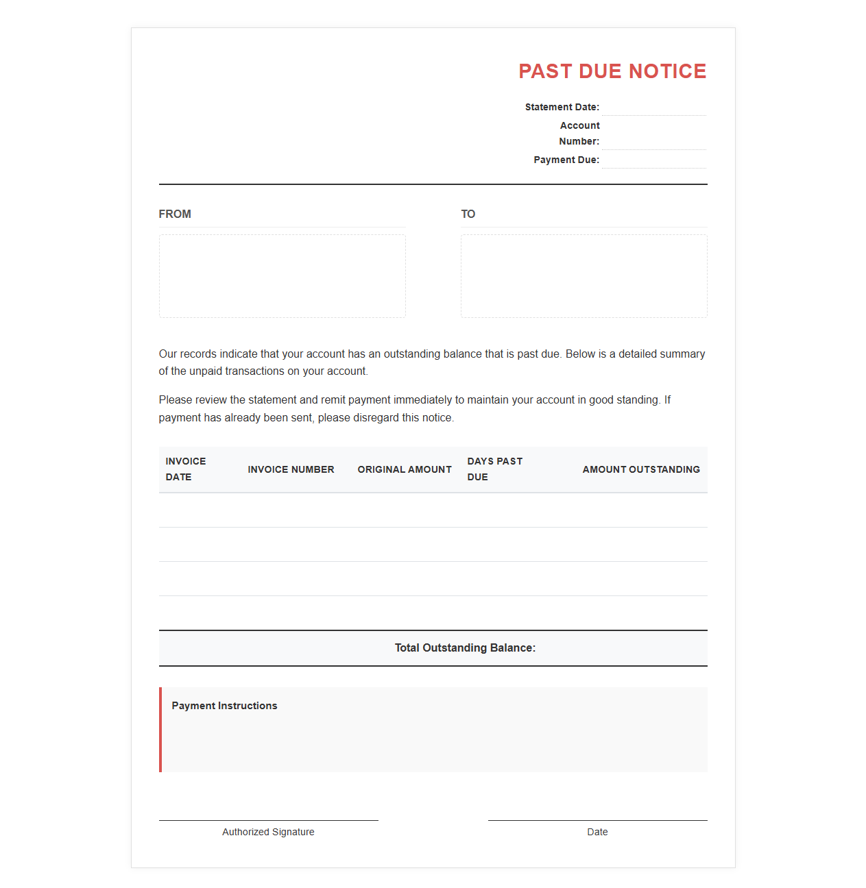 Outstanding Balance Notice Template