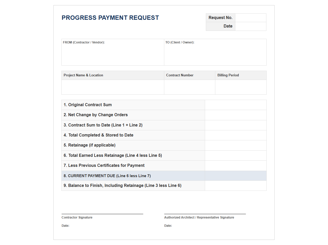 Partial Payment Request Invoice